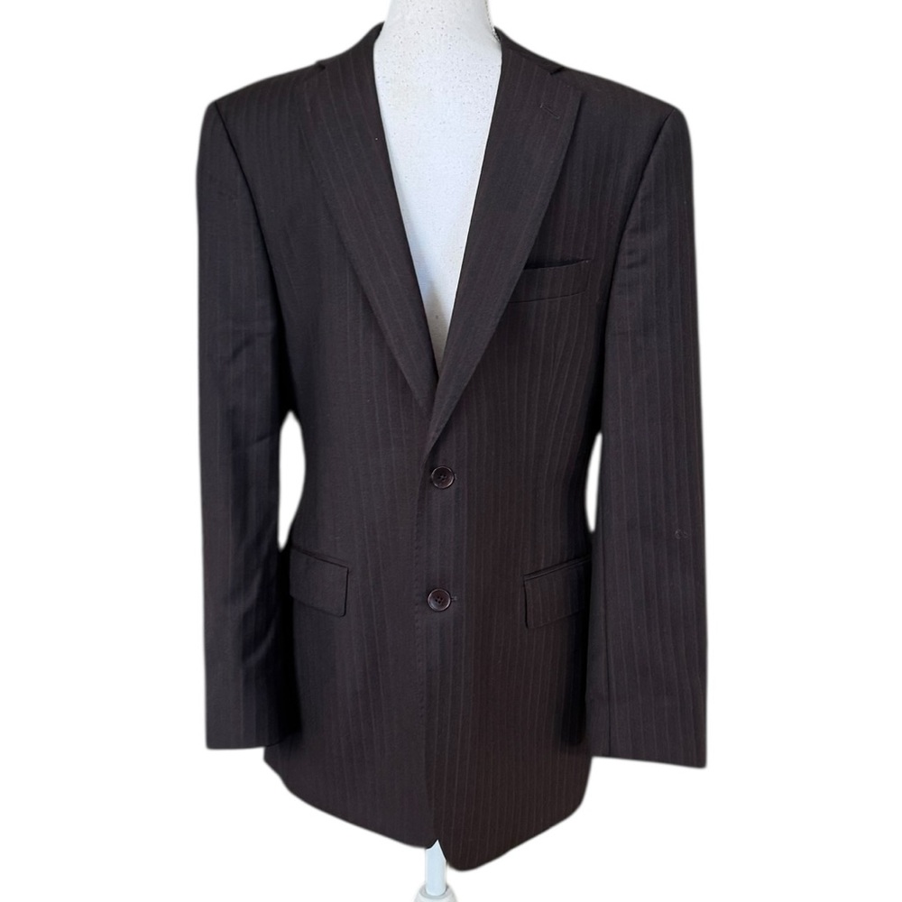 Ermenegildo Zegna men’s charcoal and brown pinstripe silk/wool blazer size 40R